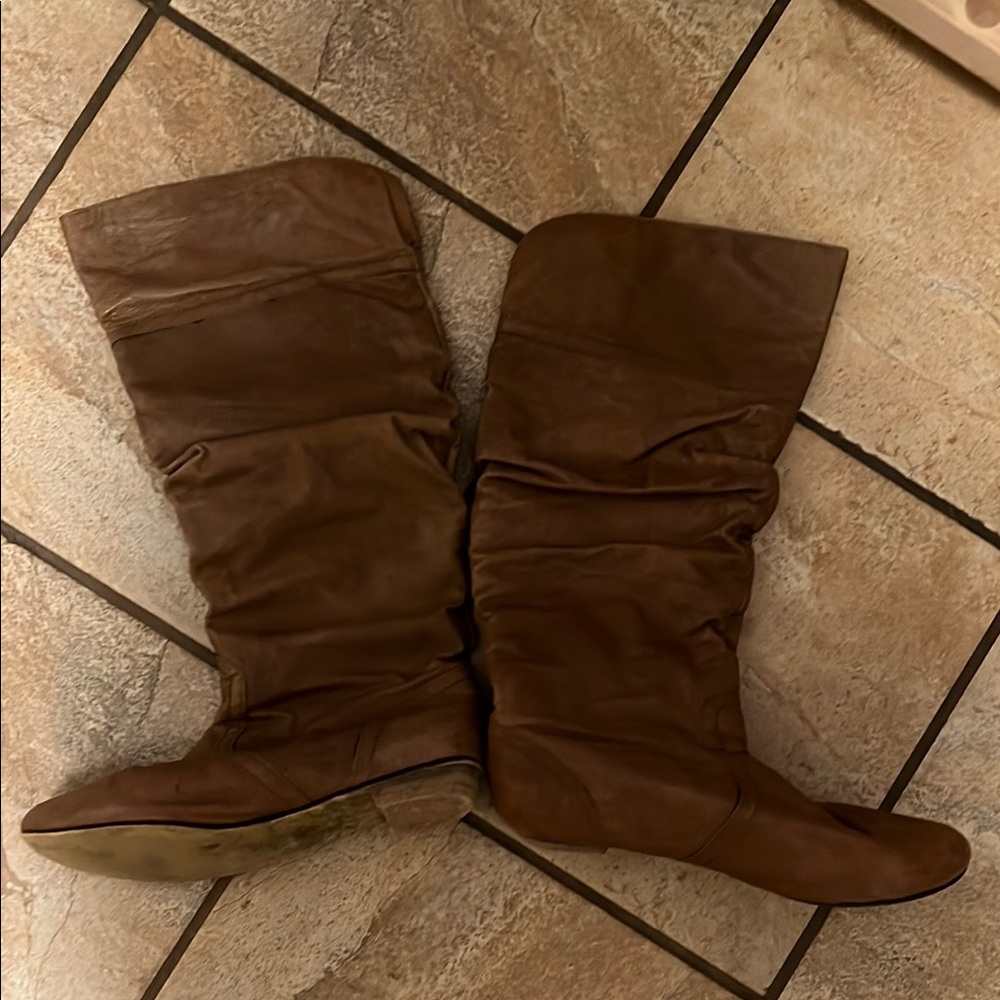 Brown Leather Knee-High Boots